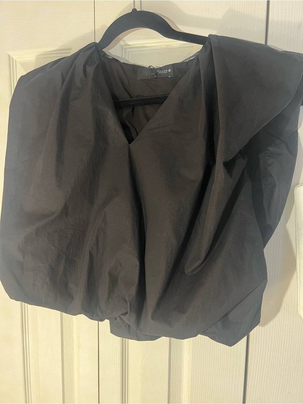 ZARA Black Sleeveles Poplin Bubble top with gathered hem S NWT - Picture 11 of 15